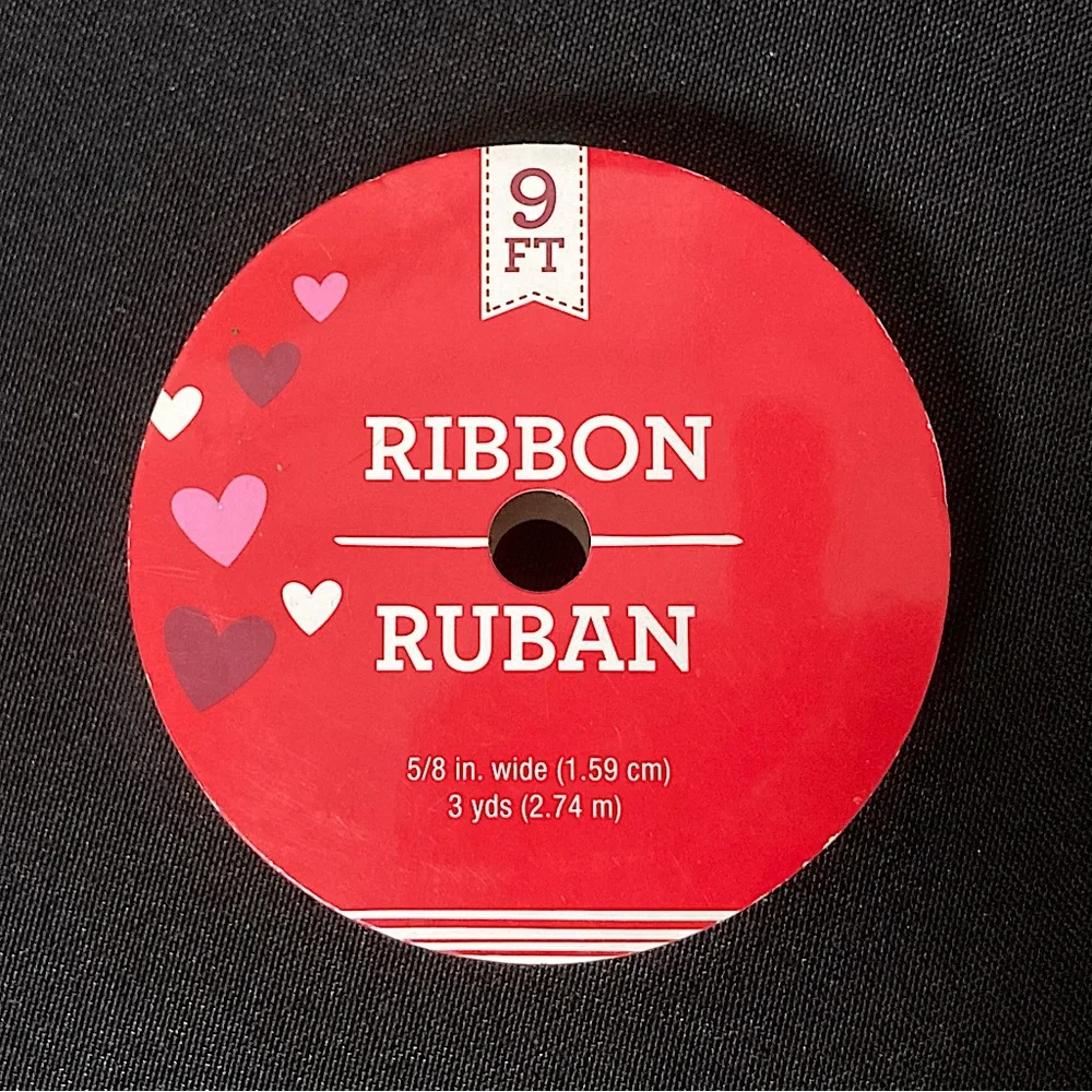 ⭐️ Valentine’s Day Red and White Heart Ribbon 5/8 inch x 108” inches
